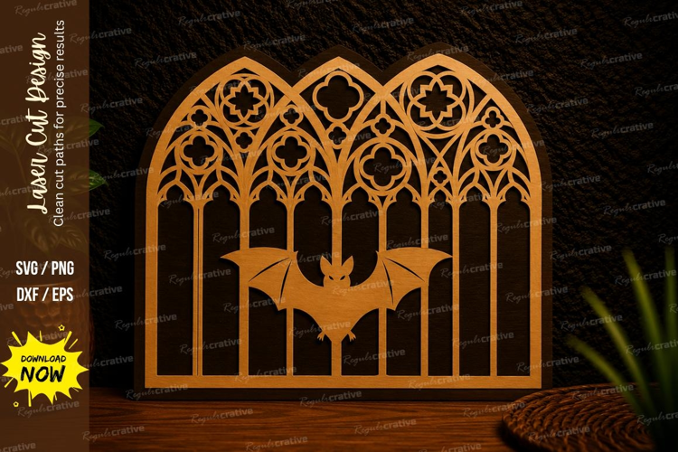 Gothic Cathedral Bat Laser Cut SVG Design gothic cathedral