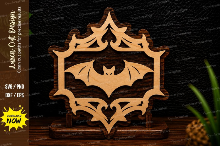 Ornate Bat Frame Laser Cut SVG Design bat frame svg, ornate