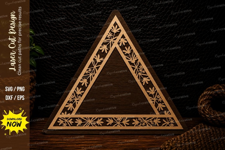 Floral Triangle Border Laser Cut SVG Design triangle border