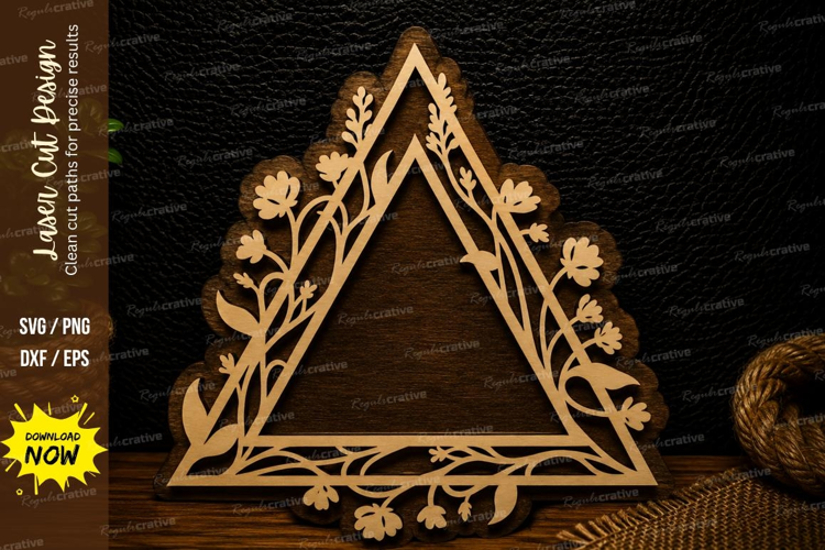 Wildflower Triangle Frame Laser Cut SVG Design wildflower