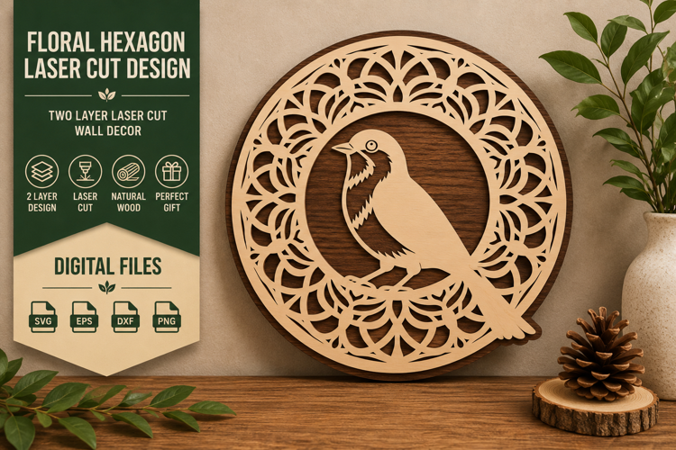 Bird Mandala Circle Laser Cut SVG Design bird mandala svg,