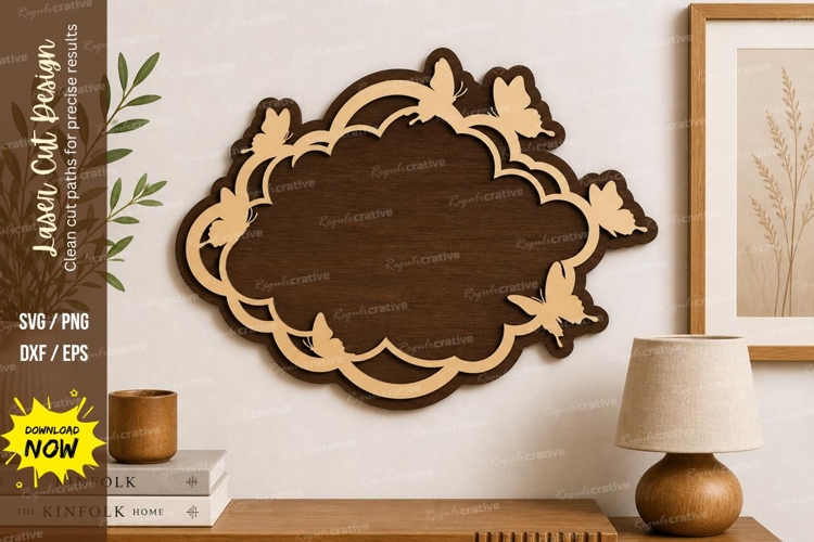 Butterfly Decorative Frame laser Cut svg Cutting file butter