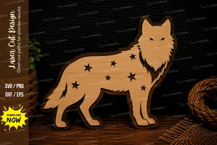 Starry Fox Laser Cut SVG Design fox svg, star fox silhouette