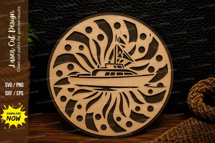 Sailboat Ocean Circle Laser Cut SVG Design sailboat svg