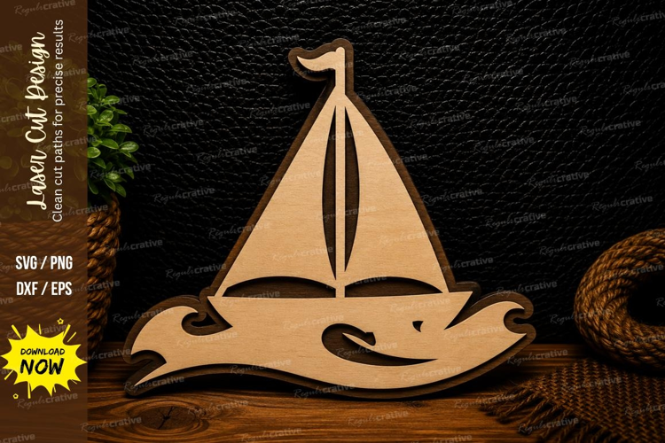 Sailboat Ocean Waves Laser Cut SVG Design sailboat svg, sail