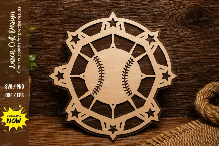 Baseball Mandala Laser Cut SVG Design baseball mandala svg,
