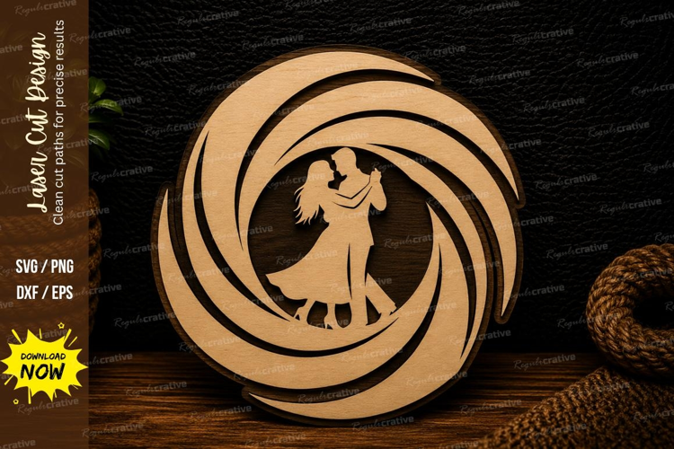 Dancing Couple Circle Laser Cut SVG Design dancing couple sv