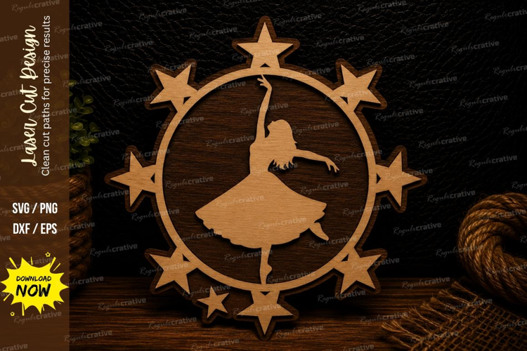 Ballerina Star Ornament Laser Cut SVG Design ballerina ornam