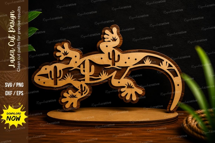 Decorative Gecko Laser Cut SVG Design decorative gecko svg,