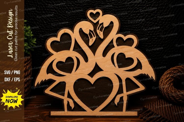 Love Birds Heart Laser Cut SVG Design love birds svg, kissin example image 1