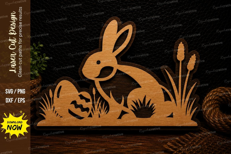 Easter Bunny Scene Laser Cut SVG Design easter bunny svg