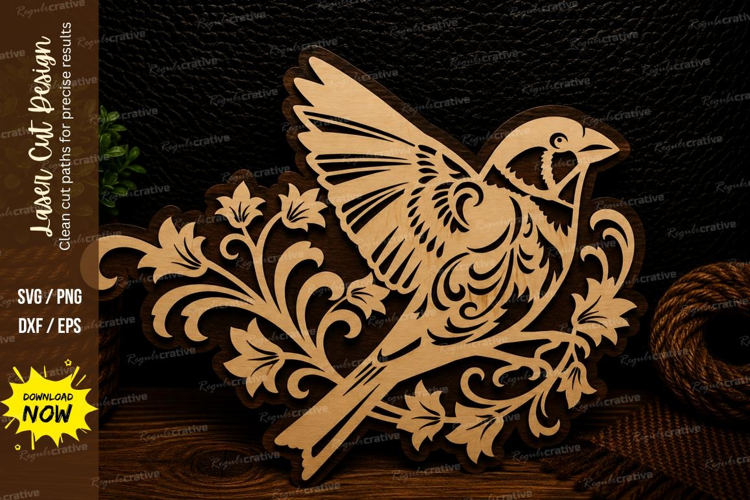 Songbird Floral Laser Cut SVG Design songbird svg, floral