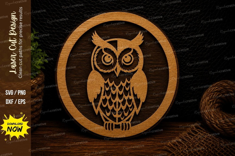 Owl Circle Laser Cut SVG Design owl svg, owl circle laser