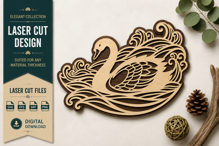 Elegant Swan Laser Cut SVG Design swan svg, elegant swan las