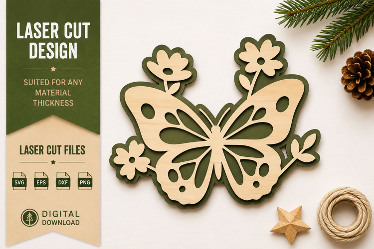 Butterfly Flowers Laser Cut SVG Design butterfly flowers svg