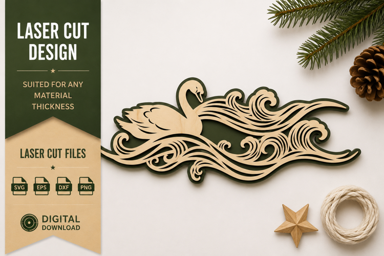 Flowing Swan Laser Cut SVG Design flowing swan svg, elegant