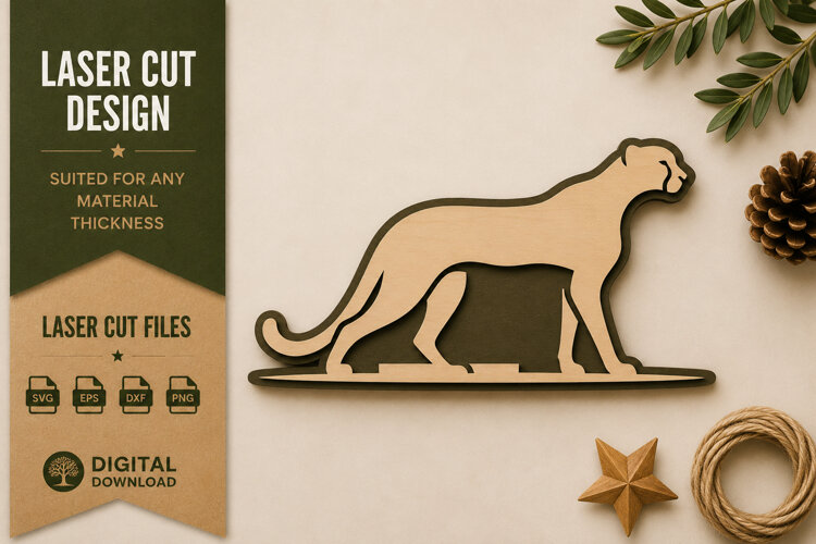 Walking Cheetah Laser Cut SVG Design walking cheetah svg example image 1