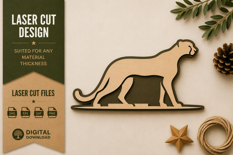 Walking Cheetah Laser Cut SVG Design walking cheetah svg