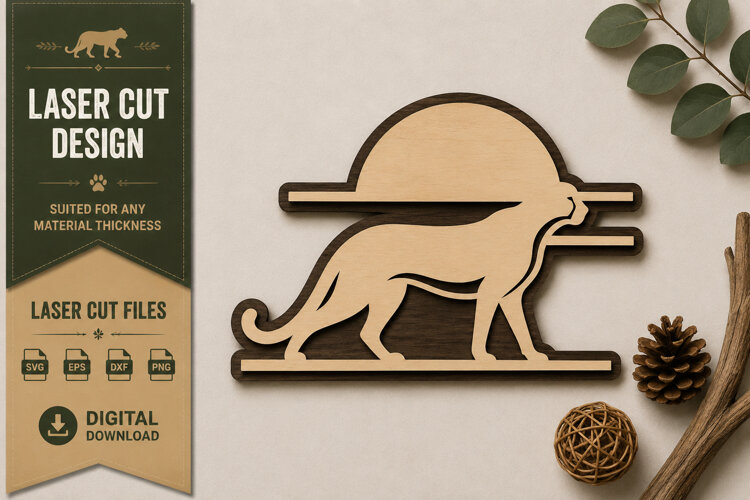Walking Cheetah Sunset Laser Cut SVG Design walking cheetah example image 1