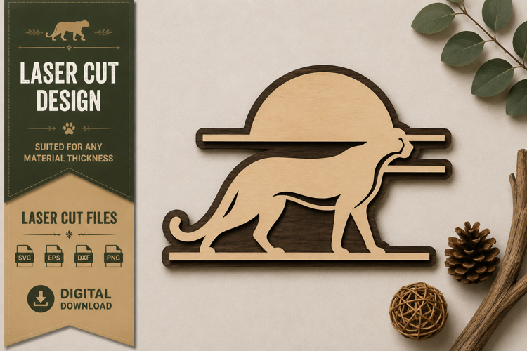 Walking Cheetah Sunset Laser Cut SVG Design walking cheetah