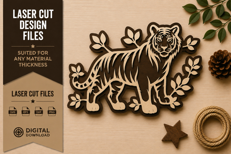 Tiger Floral Laser Cut SVG Design tiger floral svg, tiger