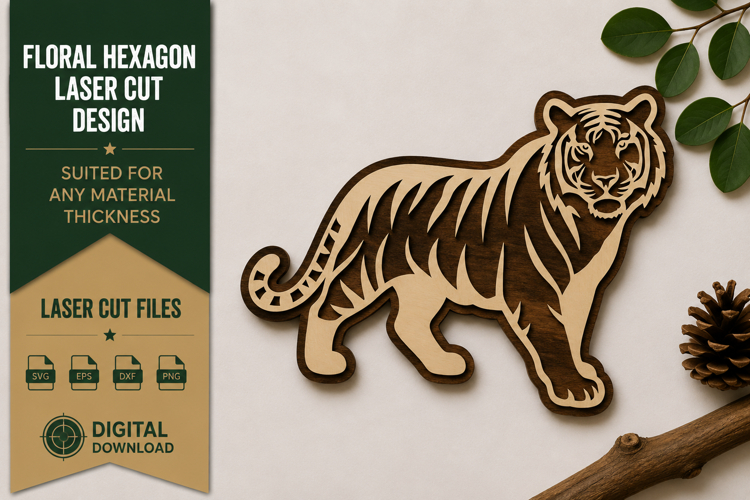Tiger Silhouette Laser Cut SVG Design tiger svg, tiger silho