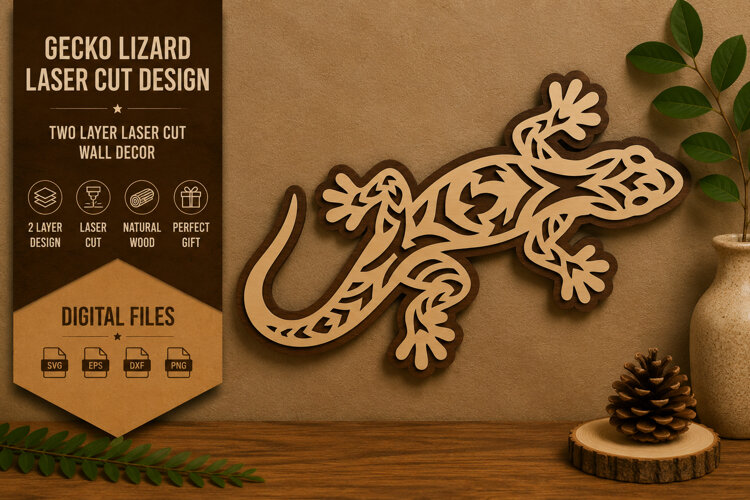 Gecko Lizard Laser Cut SVG Design gecko svg, lizard laser example image 1
