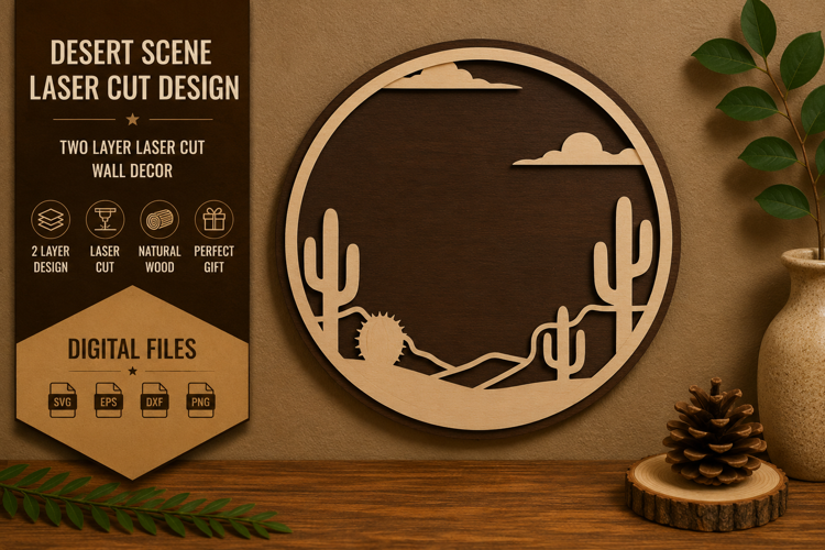 Desert Sunset Landscape Laser Cut SVG Design desert sunset