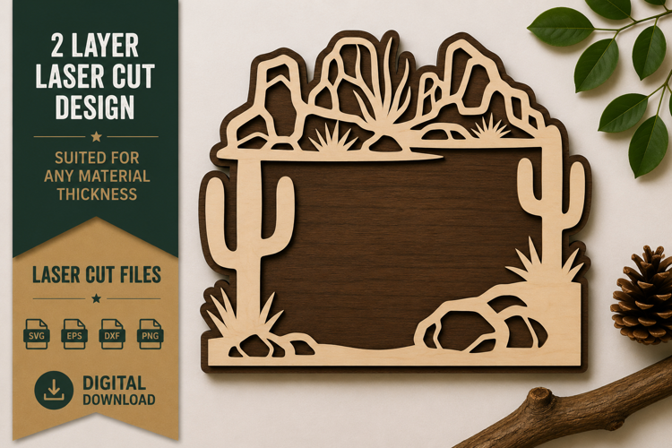 Desert Landscape Frame Laser Cut SVG Design desert frame svg