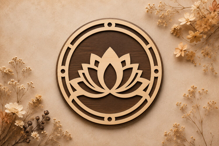 Lotus Flower Round Laser Cut SVG Design lotus flower svg, lo example image 1