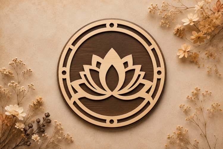 Lotus Flower Round Laser Cut SVG Design lotus flower svg, lo