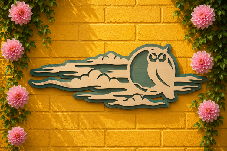 Moon Owl Landscape Laser Cut SVG Design moon owl svg, owl
