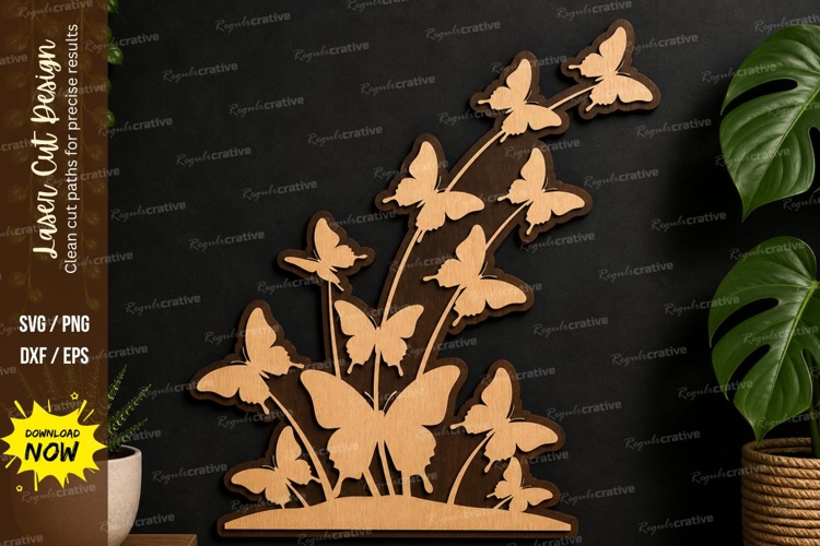 Butterfly Flower Silhouette laser cut svg File butterfly example image 1