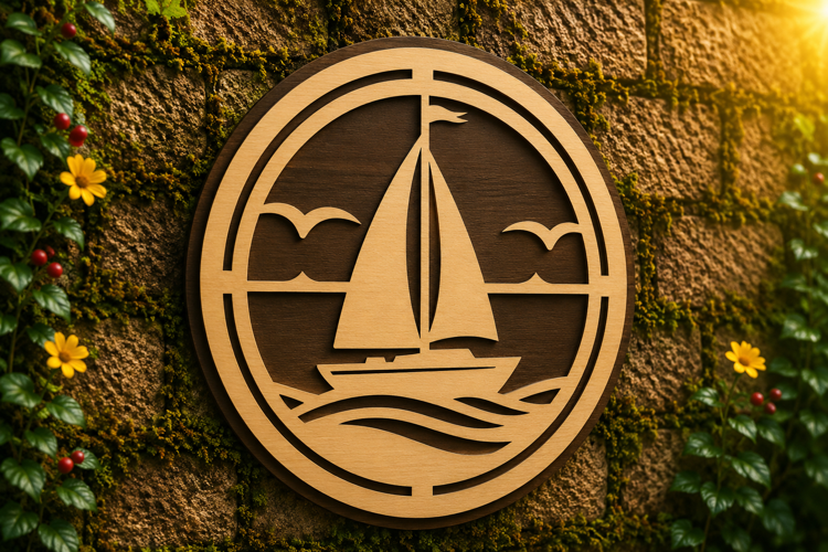 Round Sailboat Ocean Laser Cut SVG Design round sailboat svg
