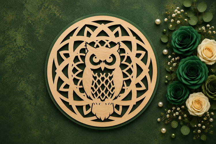 Mandala Owl Round Laser Cut SVG Design mandala owl svg, owl