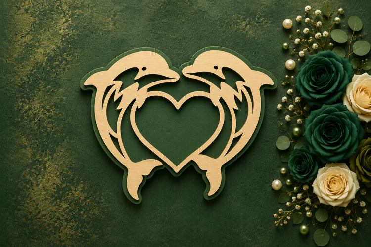 Dolphin Heart Love Laser Cut SVG Design dolphin heart svg,