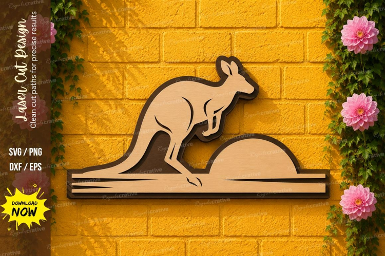 Kangaroo Sunset Laser Cut SVG Design kangaroo svg, kangaroo