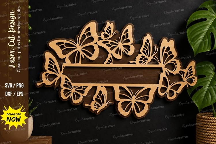 Butterfly Name Banner laser cut svg File butterfly banner example image 1