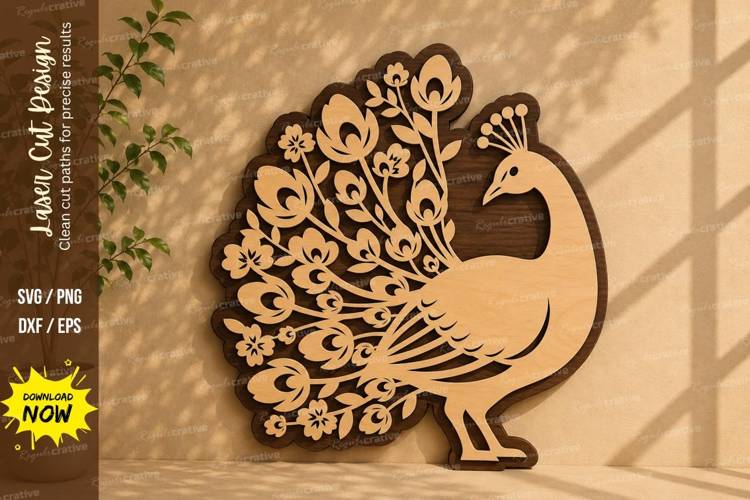 Floral Peacock Laser Cut SVG Design floral peacock svg, peac