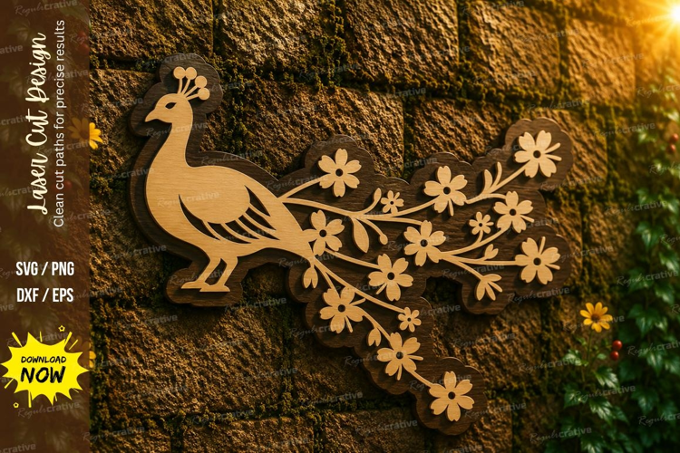Floral Peacock Laser Cut SVG Design peacock flower svg, flor