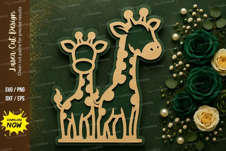 Giraffe Family Laser Cut SVG Design giraffe family svg, gira