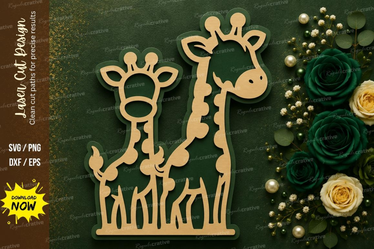 Giraffe Family Laser Cut SVG Design giraffe family svg, gira