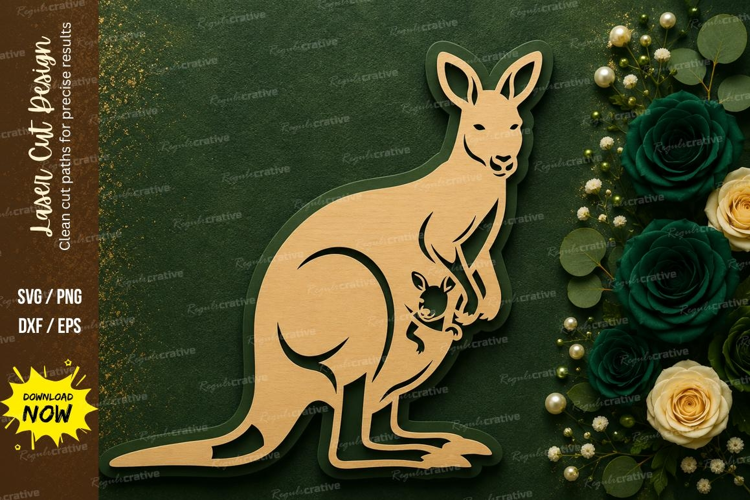 Kangaroo with Joey Laser Cut SVG Design kangaroo svg, kangar