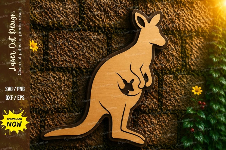 Kangaroo with Joey Laser Cut SVG Design kangaroo with joey,