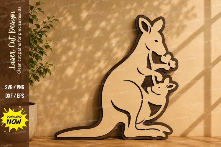 Kangaroo Mother and Joey Laser Cut SVG Design kangaroo mothe