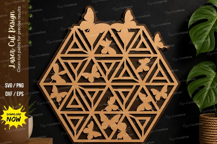 Geometric Butterfly Pattern laser cut svg File geometric example image 1
