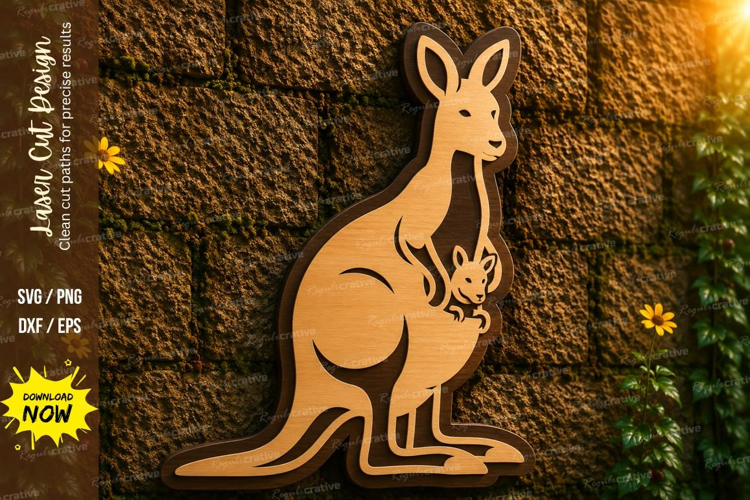 Kangaroo with Joey Laser Cut SVG Design kangaroo svg, kangar