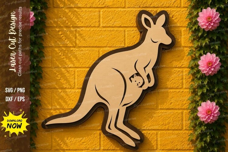 Standing Kangaroo Laser Cut SVG Design standing kangaroo svg example image 1