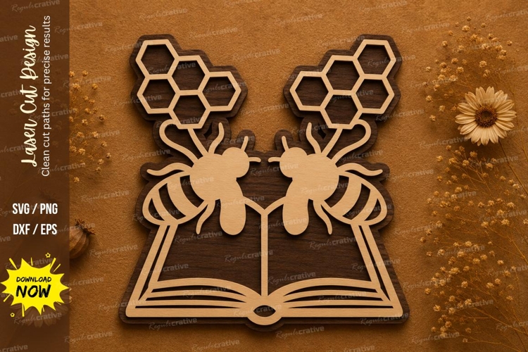 Honey Bee Book Laser Cut SVG Design bee book svg, honey bee