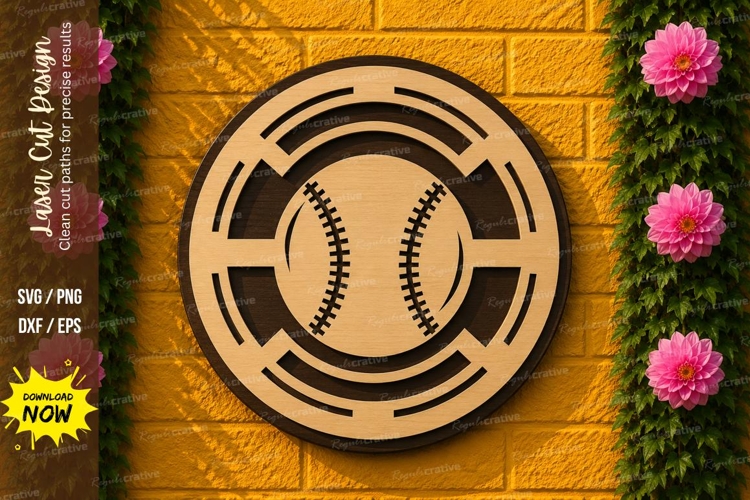 Baseball Round Emblem Laser Cut SVG Design baseball svg